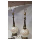 Pair of Mid Century Modern Glass and Metal Table Lamps
