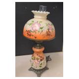 Vintage Hand Painted Milk Glass Parlor Lamp