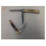 Fair of Faux Antler Pocket Knives - Buck and Case