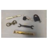 Vintage Titanic Pen, Ford Wrench, and Other Antique Collectibles - 2 Locks with Keys!