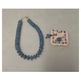 Blue Quartz and 925 Sterling Necklace and Earring Set