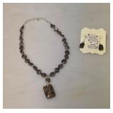 Borsite and 925 Sterling Necklace and Earring Set