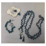Sterling Silver Bali Silver Tahitian Pearl Set