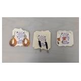 3 Sterling Earring Sets - 2 Borosilicate Glass