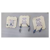 3 Pairs of Blue Stone Earrings - Believed to Be Sterling