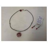 Red Glass and Sterling Jewelry