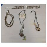 4 Stone Detailed Necklaces - One with Sterling Clasp