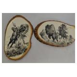 2 Indian Prints on Wood Slabs from World