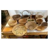 Vintage Wicker & Splint Basket Assortment: Decorative Storage & Gathering Baskets Lot
