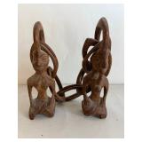Hand-Carved Wooden Chain Figurine: Interlocking Linked Figures Sculpture