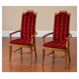 Pair of Vintage High-Back Armchairs with Red Tufted Velvet Upholstery