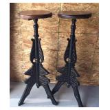 Knights of Pythias F.C.B. Pair of Antique Wood Pedestals Painted Wooden Stands