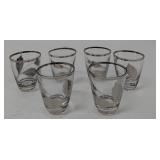 8 Vintage Libbey Silver Leaf Shot Glasses - 1960