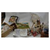 Craft Lot - Embroidery Thread, Yarn, Patterns, Material, Completed Pieces, Binding, etc.