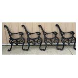 Cast Iron Lions Head Bench Sides, Two Pairs/Sets