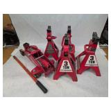 Pittsburgh 2 Ton Compact Trolley Jack w/ 2-2 Ton Jacks and 2-3 Ton Jacks
