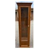 Oak Display Cabinet: Tall Glass Door Curio Shelf with Interior Light