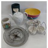 Miscellaneous Kitchen Supplies- Large Fruit Bowl, Coffee Pot - Silver Wheat, Stein, Condiment Server