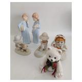 Figurines - 2 Precious Moments, Teddy Bear, Girl, Boy & Girl