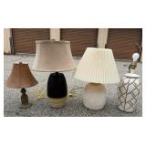 Assorted Table Lamps Lot: Ceramic, Faux Lattice & Accent Lamps with Shades