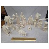 Vintage Glazed White Ceramic Nativity Set