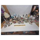 Large Collection of Vintage Lighthouse Lamps and Decorations