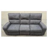 Gray Reclining Sofa: Three-Seater Upholstered Motion Couch with Power/Manual Recline