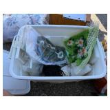 Vintage Caron Latch Hook Kits, Assorted Knitting Yarn, & Cross Stitch Supplies Craft Tote Lot