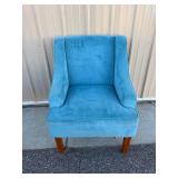 Swoop Arm Accent Chair, Teal Velvet Upholstery with Tapered Wood Legs