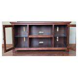 TV Stereo Display Console Cabinet with Glass Shelves and Cherry Finish Wood Shelves from Talsma Furn