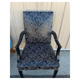 Custom Mid-Century Modern Style Armchair, Black and White Abstract Doodle Vinyl