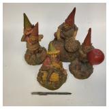 4 Tom Clark Gnomes: Hand-Painted Resin Corn, Apple & Nut Harvest Figurines