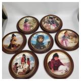 7 Hamilton Collection "The Proud Nation" Ray Swanson Native American Child Plates in Wood Frames