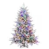 6 ft. Flocked Artificial Christmas Tree, Pre-Lit Christmas Tree with 300-Lights (Lot 1 of 4)