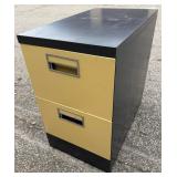 Two-Drawer Metal Filing Cabinet: Black and Yellow Office Storage Unit