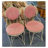 Set of Two (2) Vintage Striped Parlor Chairs