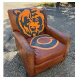 One-of-a-Kind Chicago Bears Hand-Painted Leather Armchair - Custom Upcycled Furniture