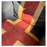 Custom Upcycled Black Leather Armchair & Ottoman - Hand-Painted British Union Jack Design - photo 5
