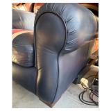 Custom Upcycled Black Leather Armchair & Ottoman - Hand-Painted British Union Jack Design - photo 6