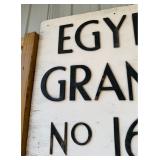 Vintage Egypt Grange No. 1696 Large Wooden Lodge Sign - Raised Black Lettering - photo 5