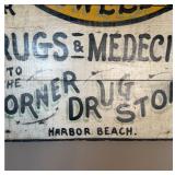 Large Hand-Painted Wooden Advertising Sign - Fobs Watches, Clocks & Corner Drug Store - photo 4