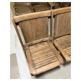 Antique Heywood-Wakefield Wooden Ship Chairs - Nautical Folding Double Seat - Set of 3 Pairs - photo