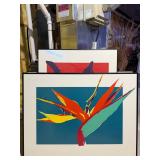 Large Signed Paradise Found Bird of Paradise Floral Art Print - Framed Contemporary Artwork - photo 