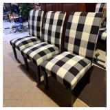 Set of 6 Black, White & Gray Buffalo Plaid Upholstered Dining Chairs - Farmhouse Style