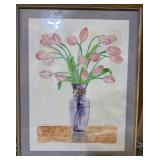 Gregg Palazzolo Original Signed 1992 Watercolor Violet Vase - West Michigan Artist