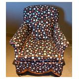 Durand Custom Upholstery Accent Armchair - Multicolor Polka Dot Fabric & Orange Piping