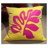 Handmade Prototype Oversized Accent Pillow - Yellow & Hot Pink Botanical Design (3 of 3)