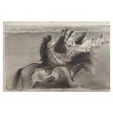 Franklin D. Speyers Signed 2015 Original Charcoal Drawing - Lakota in the Cheyenne