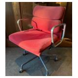Vintage Herman Miller-Style Red Upholstered Swivel Office Chair - Mid-Century Modern