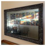 Large Decorative Wall Mirror - Ornate Black Floral & Scrollwork Frame